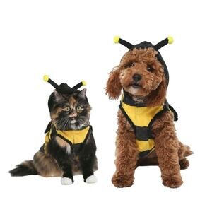Vibrant Life Yellow & Black Hooded Bumble Bee Halloween Pet Dog Costume Dress Up